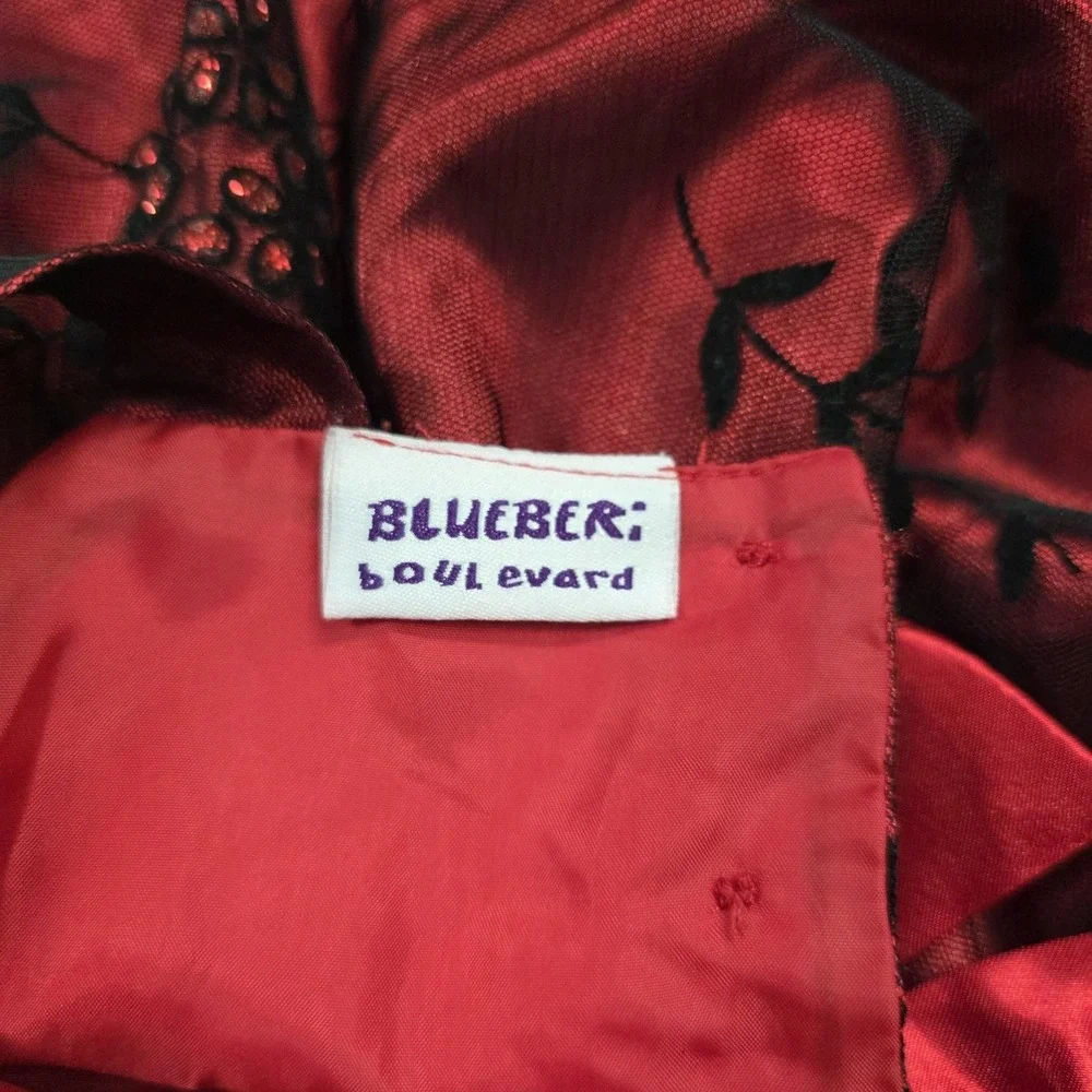 Blueberi Boulevard Dress Baby Girls 12-18M Red Floral Tulle‎ Holiday Bow Party